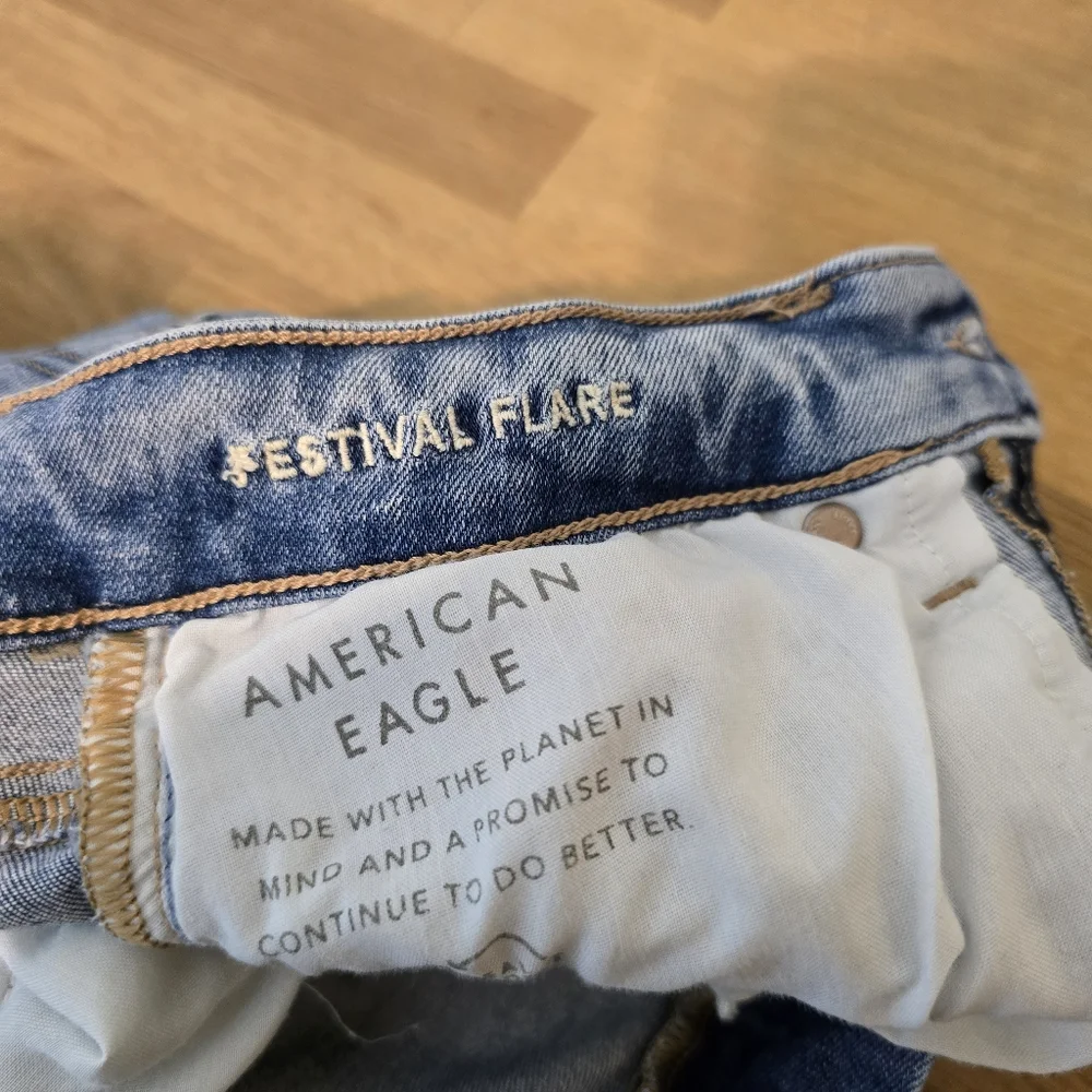 AE American Eagle Ne(x)t Level Festival Flare Jean In Indigo Fray 6 R - Picture 7 of 15